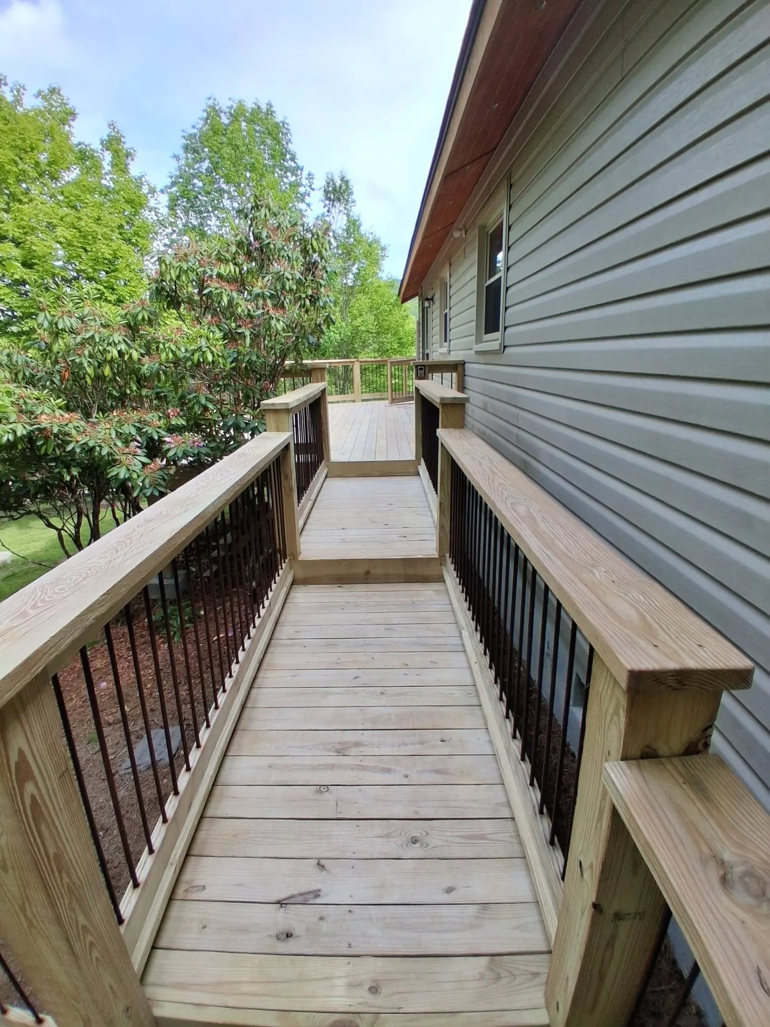 New unstained deck walkway before staining near Asheville NC
